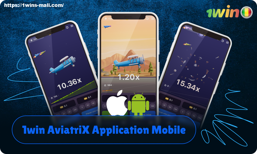 Les joueurs du Mali peuvent jouer à 1win AviatriX pour de l'argent réel ou en mode démo sur l'application mobile Android et iOS