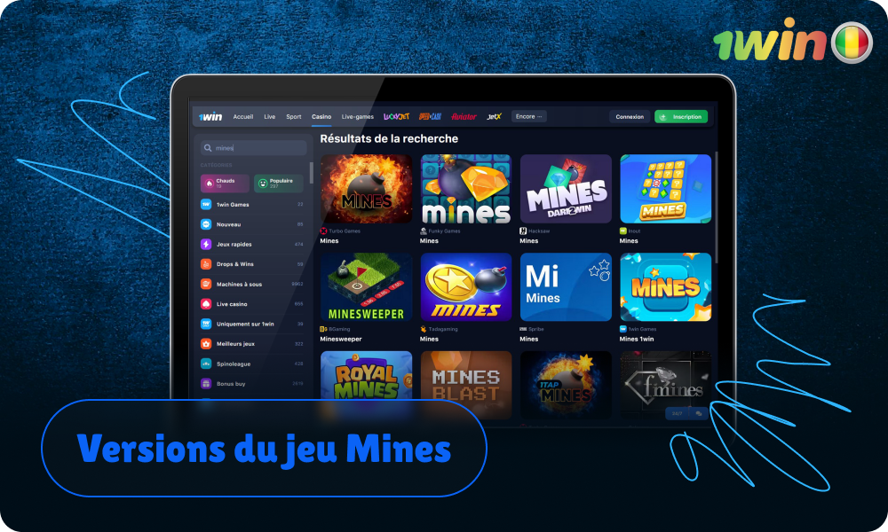 Plus de 24 versions du jeu Mines sont accessibles sur 1win