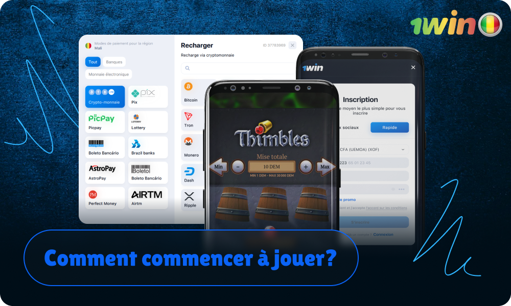 Pour jouer à 1win Thimbles, inscrivez-vous et effectuez un dépôt